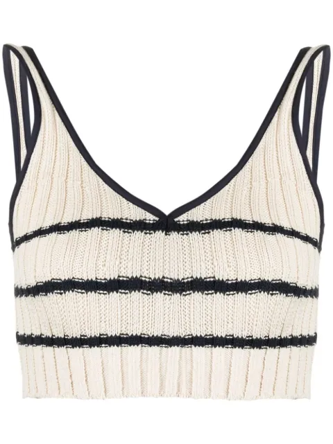 Lorena Antoniazzi ribbed-knit cropped top Neutrals P21123TM0092550