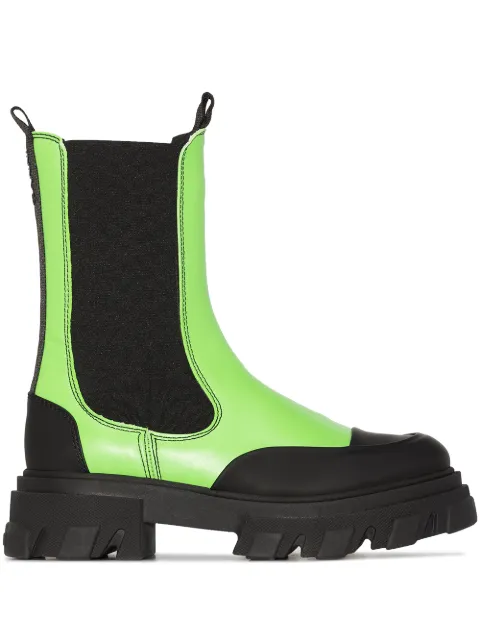 GANNI chunky-sole ankle boots Green S1620