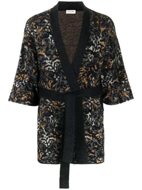 Saint Laurent leopard-knit cardigan Black 644663YAWU2