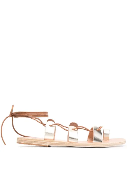 Ancient Greek Sandals Alcyone lace-up sandals Metallic ALCYONEVACHETTAPLATINUM
