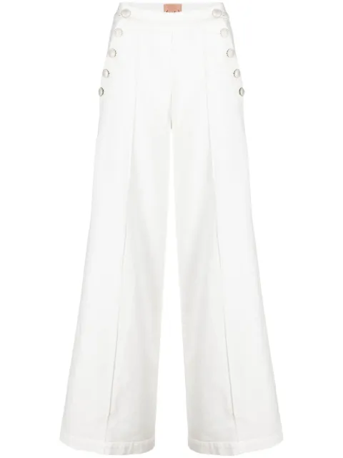 Nude high-waisted button-detail denim trousers White 1103572