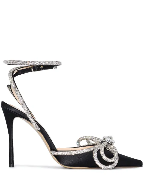 MACH & MACH crystal bow 110mm pumps Black FW200235SILKSATIN