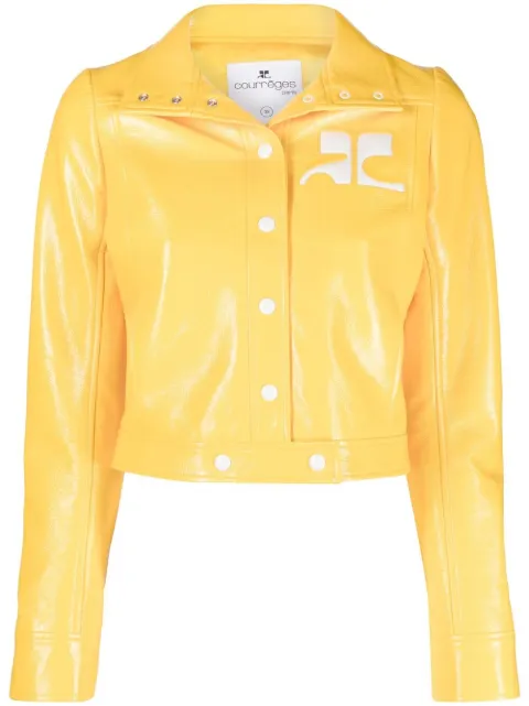 Courrèges logo patch cropped jacket Yellow 121CBL005VY0003