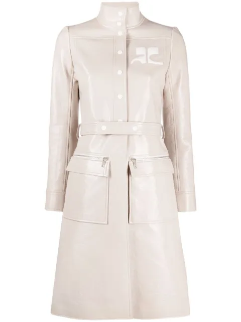 Courrèges logo-appliqué vinyl trench coat Neutrals 121CMA006VY0003