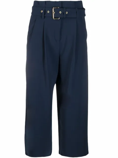 Michael Michael Kors belted cropped trousers Blue MS1301RENX