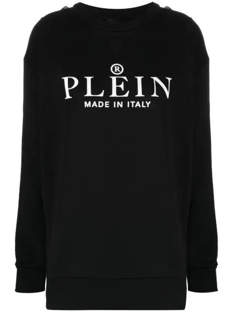 Philipp Plein logo-print cotton sweatshirt Black PAACWJO0683PJO002N