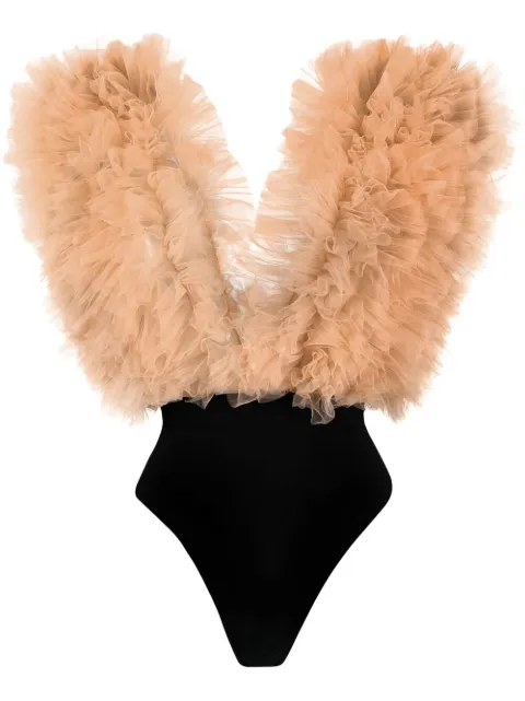 Alchemy x Lia Aram organza ruffle bodysuit Neutrals LIA292