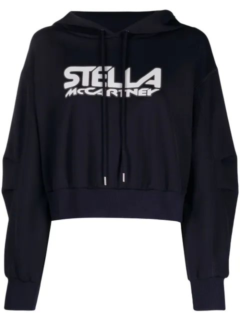 Stella McCartney logo-print scuba hoodie Blue 603682SPW05