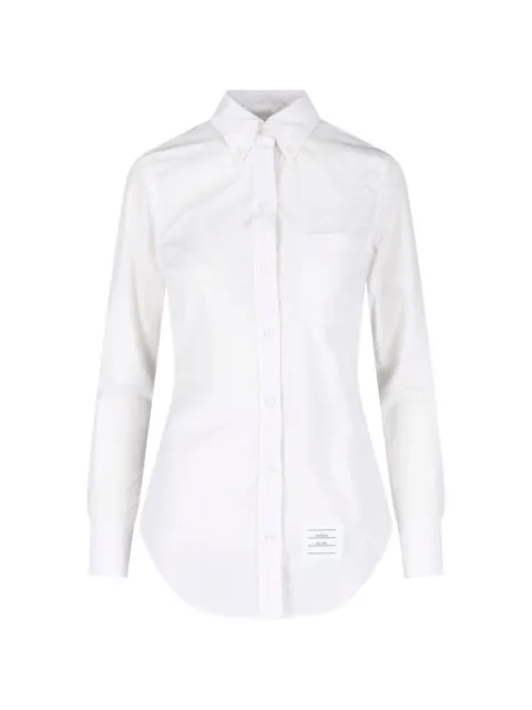 Thom Browne logo-patch cotton shirt White FLL005E03113