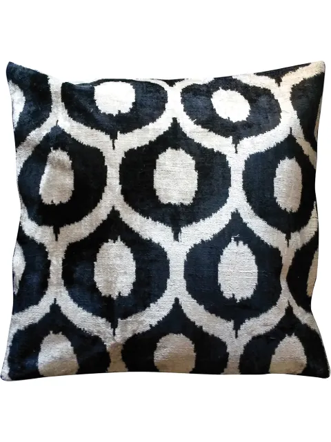 Les-Ottomans jacquard silk velvet-blend cushion Black VE01