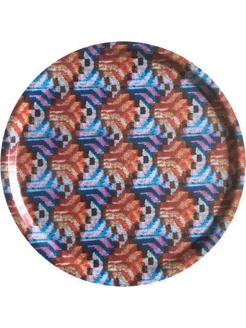 Les-Ottomans Ikat' wooden tray Red TI02