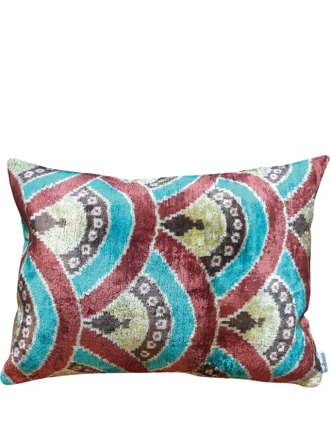 Les-Ottomans jacquard silk velvet-blend cushion Red V439