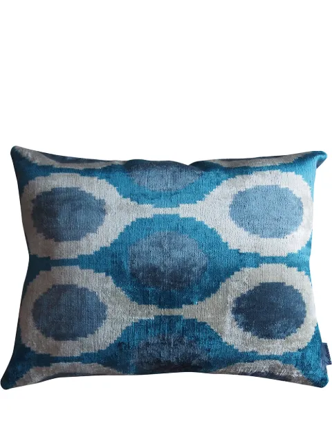 Les-Ottomans jacquard silk velvet-blend cushion Blue V349