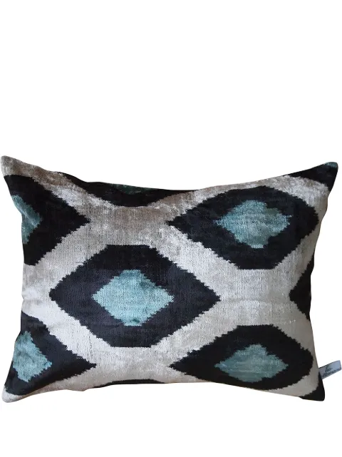 Les-Ottomans jacquard silk velvet-blend cushion Black V116