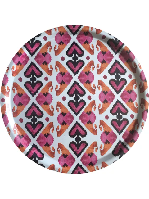 Les-Ottomans Ikat wooden tray Pink TI04