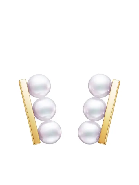 TASAKI 18kt yellow gold Collection Line Balance Neo Akoya pearl earrings Gold E4315Y