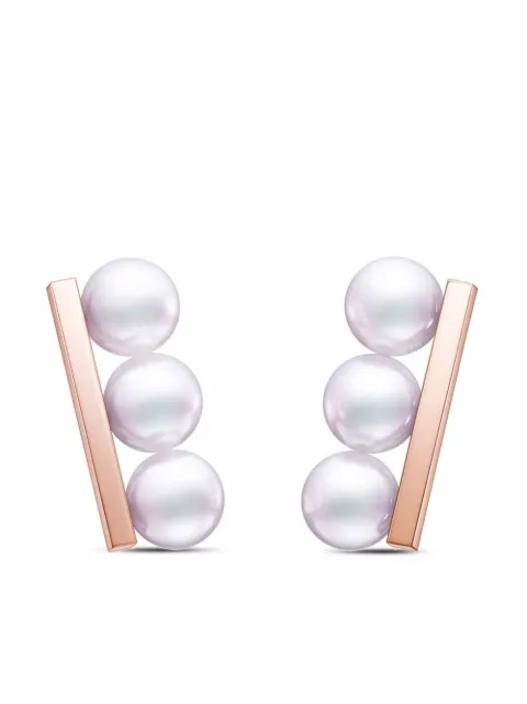 TASAKI 18kt rose gold Collection Line Balance Neo Akoya pearl earrings Pink E4315S