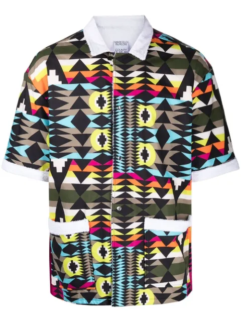 COUNTY OF MILAN geometric-print short-sleeve shirt Orange CMGA076S21FAB0012032