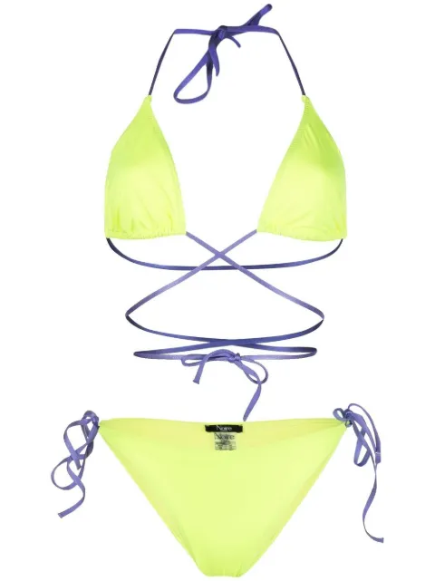 Noire Swimwear Tanning wraparound bikini Yellow NSW188TANNINGNEONYELLOWTOPBIKINI