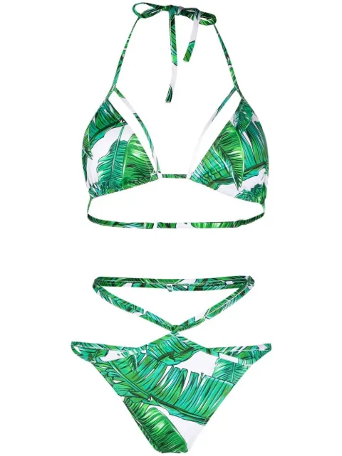 Noire Swimwear jungle-print Isla bikini Green NSW193JUNGLEISLATOPBIKINI