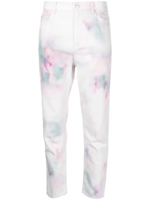 MARANT ÉTOILE abstract-print cropped trousers White PA190121P022E