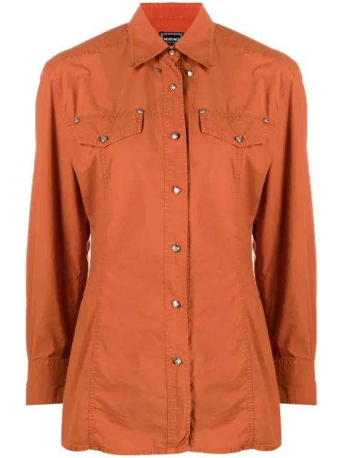 Versace Pre-Owned 1990s Medusa button-down shirt Orange VRS250CC