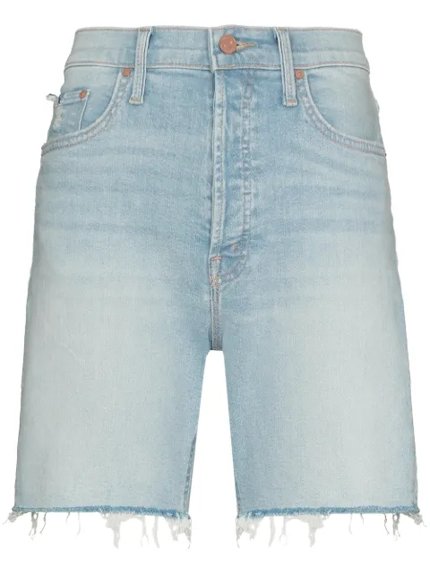 MOTHER The Tripper frayed-edge denim shorts Blue 4116470