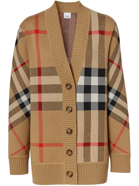 Burberry Check wool blend cardigan Brown 8039153
