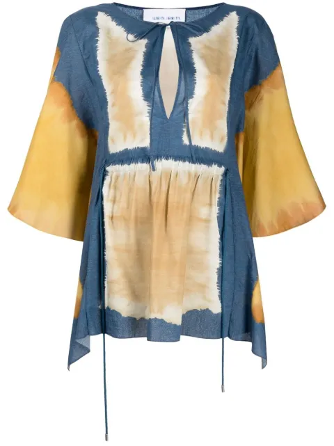 Alberta Ferretti draped sleeves cotton tunic Blue J54060146