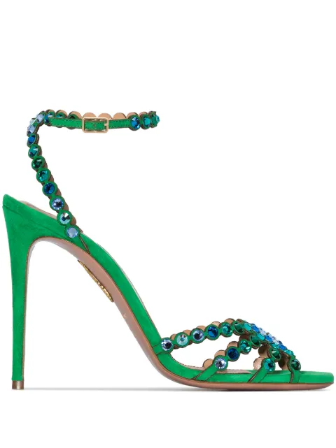 Aquazzura Tequila 105mm suede sandals Green TQLHIGS0