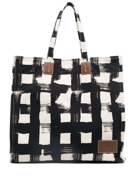 Bally painted check pattern tote Neutrals 6236960
