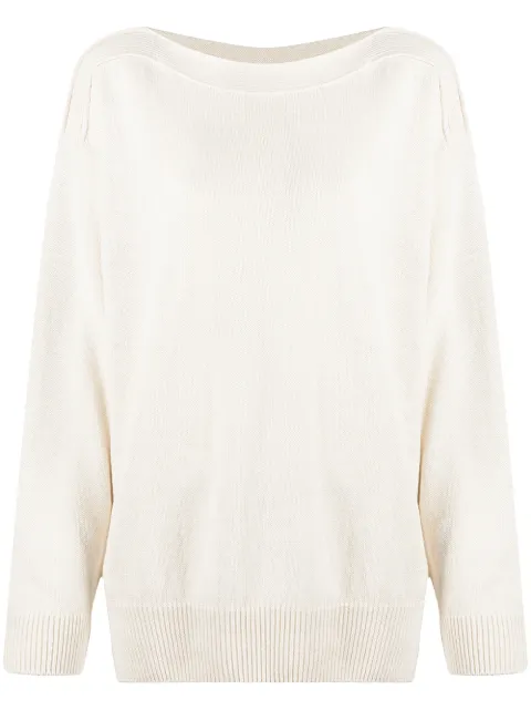 Closed boat-neck knit jumper White C9643793122