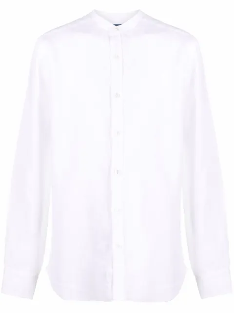 Barba band collar linen shirt White LFU78P01709001U