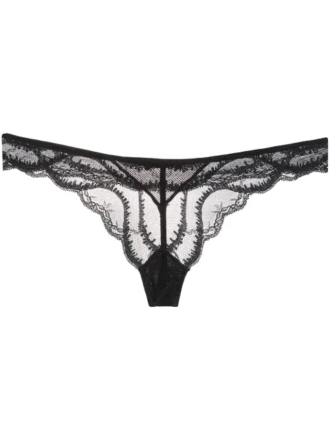 Kiki de Montparnasse Leche Moi lace-trim thong Black F18PN001