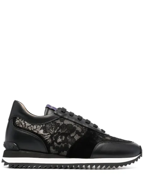 Le Silla Claire lace-embellished leather sneakers Black 6907N020M1PPLAC