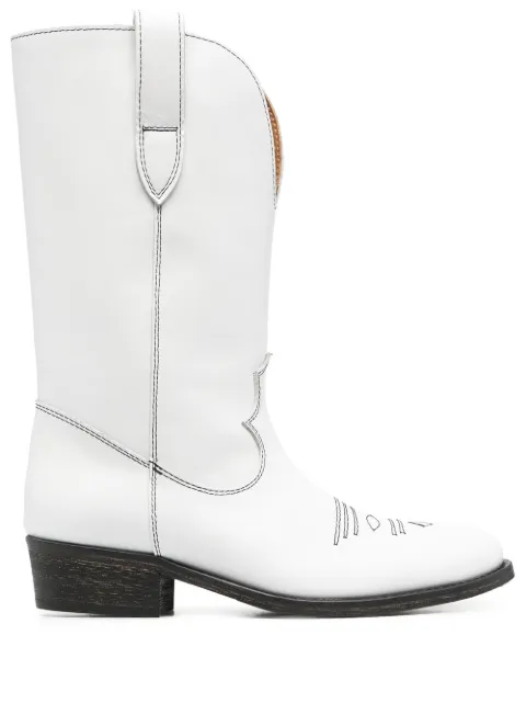 Via Roma 15 stitch-embellished western boots White 3381