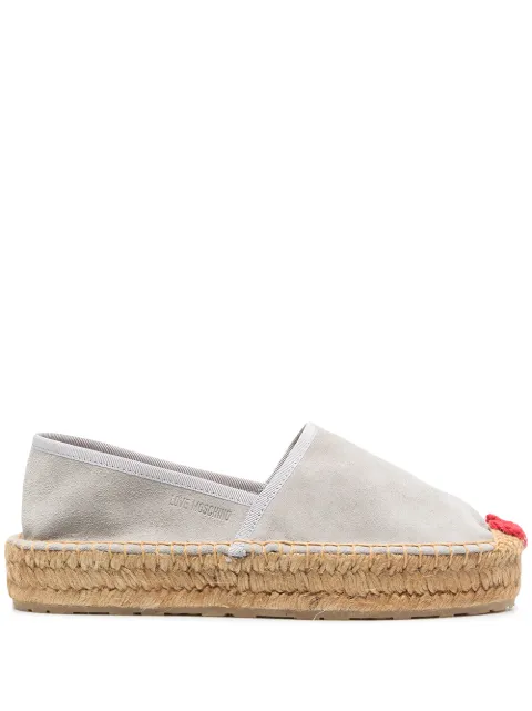 Love Moschino heart detail suede espadrilles Grey JA10423G0CJG0