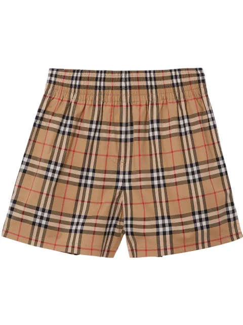 Burberry Check stretch cotton shorts Neutrals 8040598