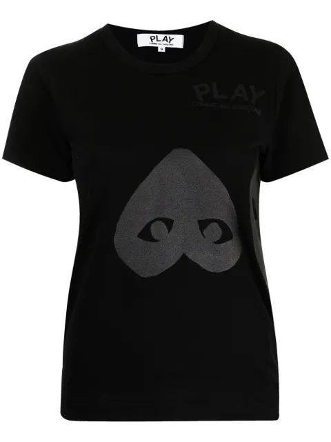 Comme Des Garçons Play two grey hearts T-shirt Black P1T195