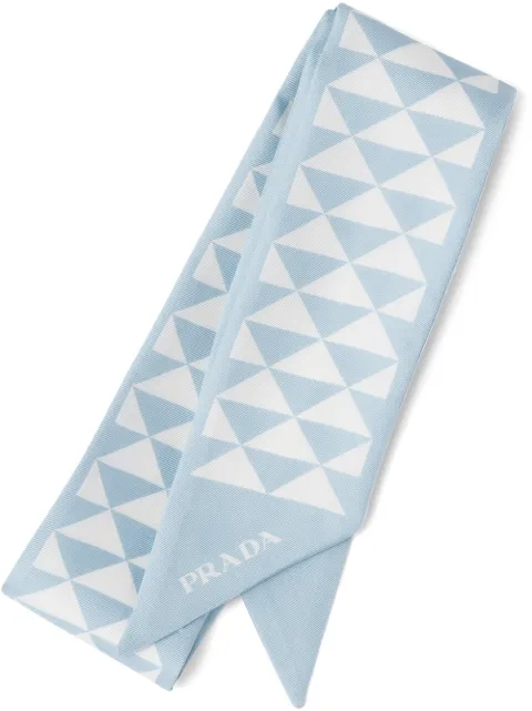 Prada triangle-logo twill scarf Blue 1FF0082DTP