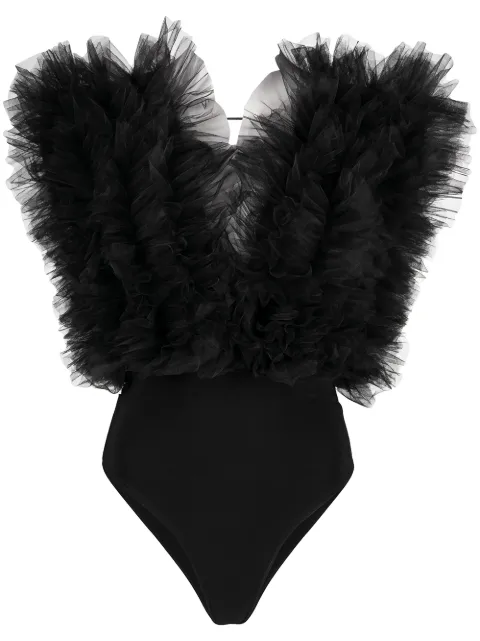 Alchemy x Lia Aram ruffle sleeveless bodysuit Black LIA250