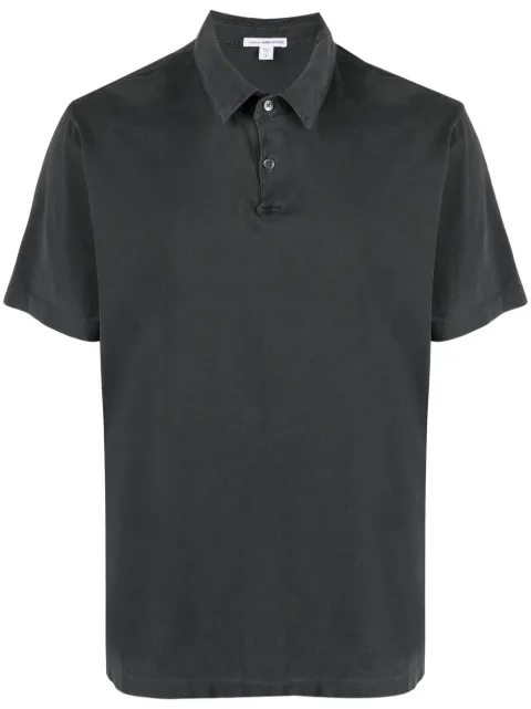 James Perse sueded-jersey polo shirt Grey MSX3337