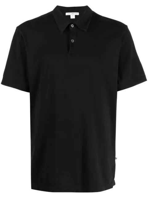 James Perse sueded-jersey polo shirt Black MSX3337