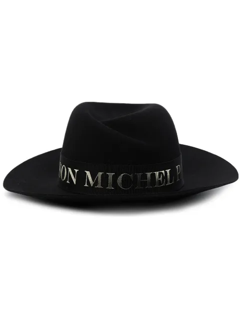 Maison Michel Virginie logo-tape fedora hat Black 1001158001