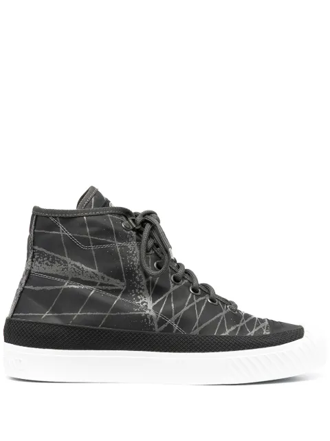 Stone Island abstract-print high-top sneakers Grey 7415S0269