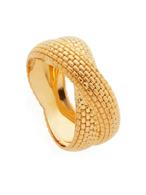 Monica Vinader woven cross ring Gold GPRGDOCBNON