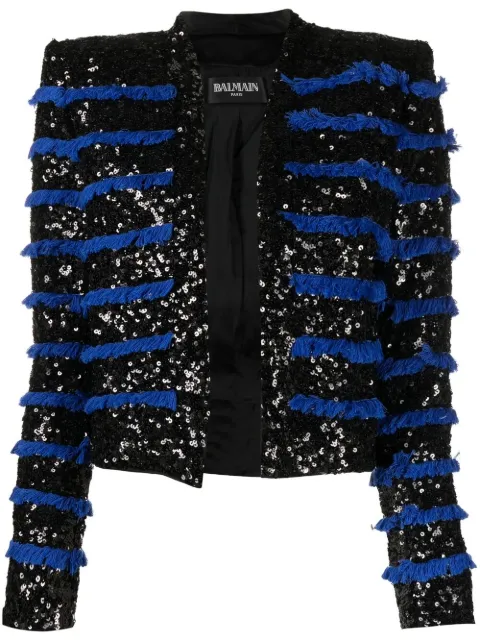 Balmain fringed sequinned jacket Black PF07427X077