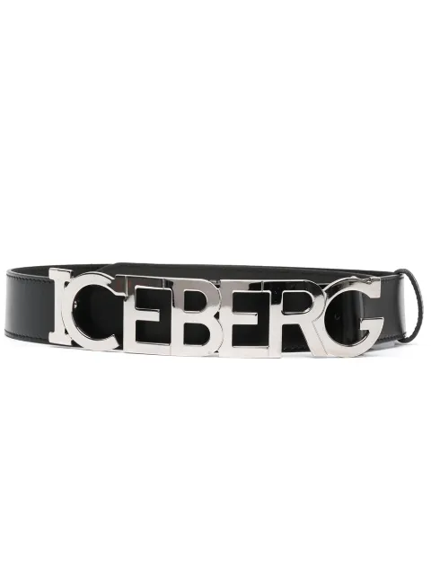 Iceberg logo-letter leather belt Black P2P166016900
