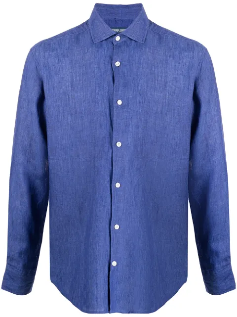 Frescobol Carioca classic linen shirt Blue 106004