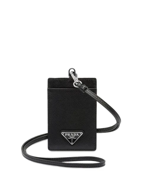 Prada Saffiano leather badge holder Black 1MC007QHH
